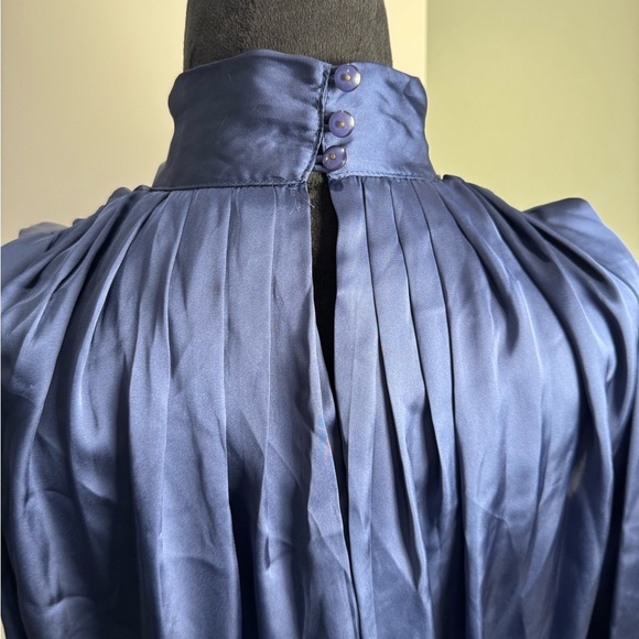 Luluvia Anthropologie tie neck draped shoulder lined top buttons down back bow - Picture 5 of 10